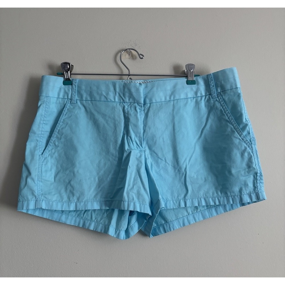 J Crew Womens 10‎ Chino Shorts Aqua Blue Cotton Preppy Beach Coastal *FLAW